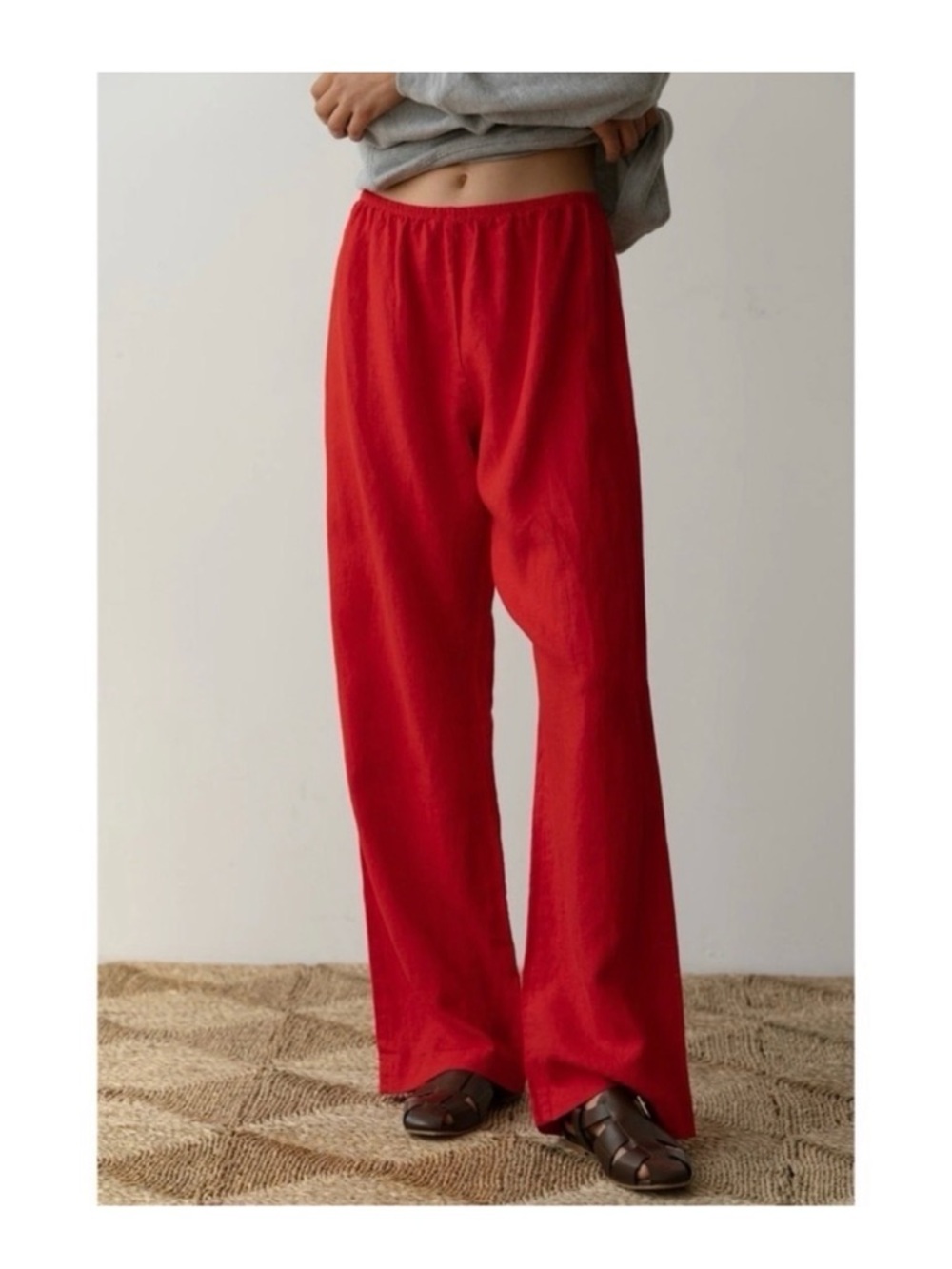 DONNI. Simple pant linen tomato size large